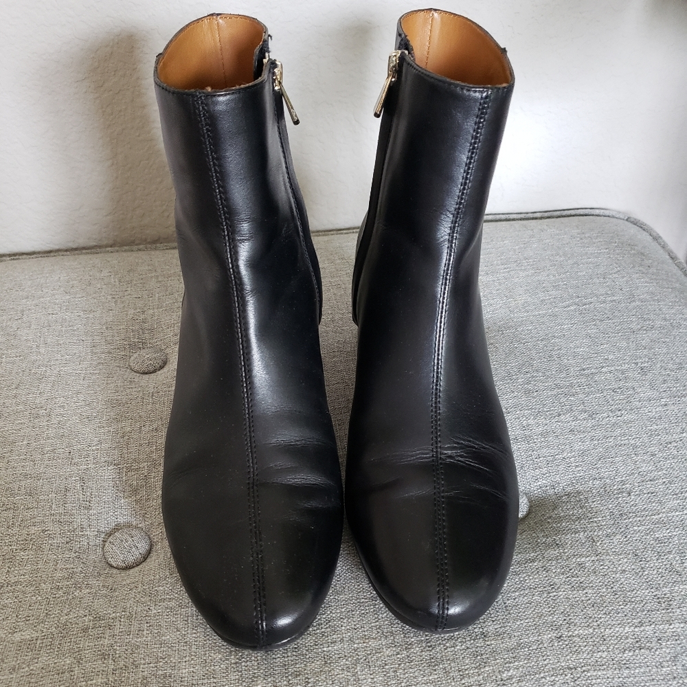 & Other Stories Black Leather Ankle Heeled Boots